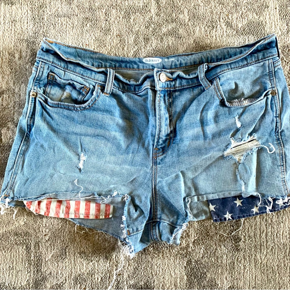 American Flag Jean Shorts